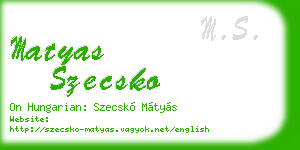 matyas szecsko business card